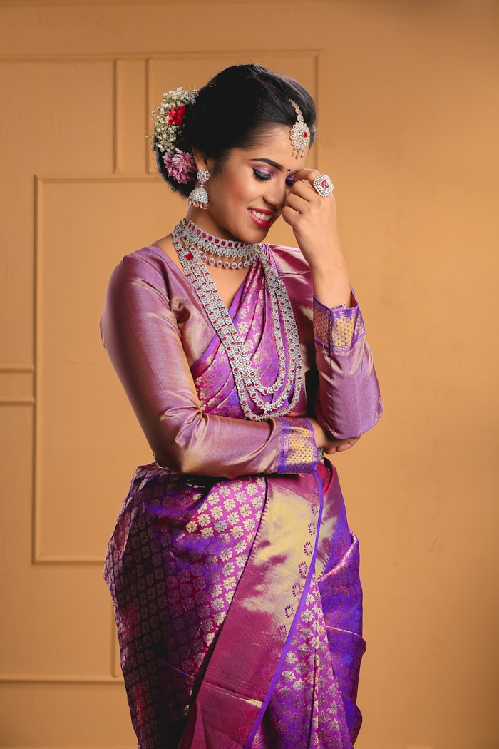 Purple Banarasi Silk Saree