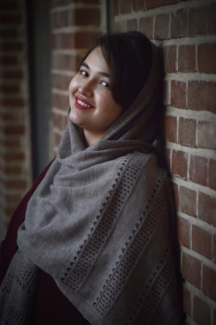 Taupe Knit Winter Shawl