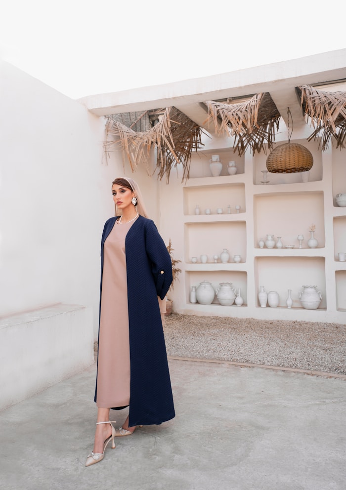 Navy & Nude Two-Piece Abaya