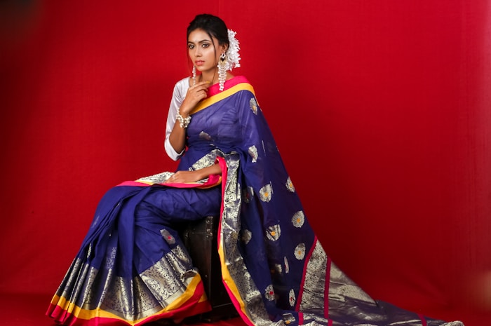 Navy Blue Jamdani Saree