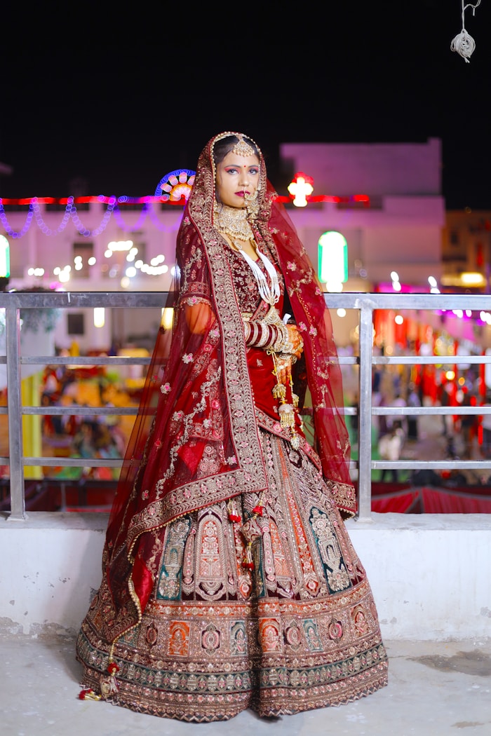 Maroon Velvet Bridal Lehenga