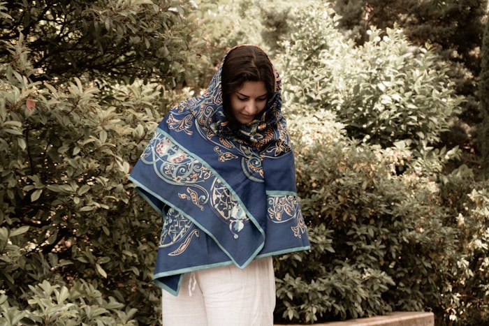 Blue Printed Pashmina Shawl